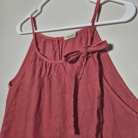 Lungo L'arno 100% Washable Italian Linen Coral Red Tank Top Beach Dress M - Picture 4 of 12